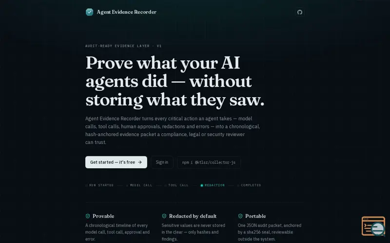 Screenshot of Agent Evidence Recorder 