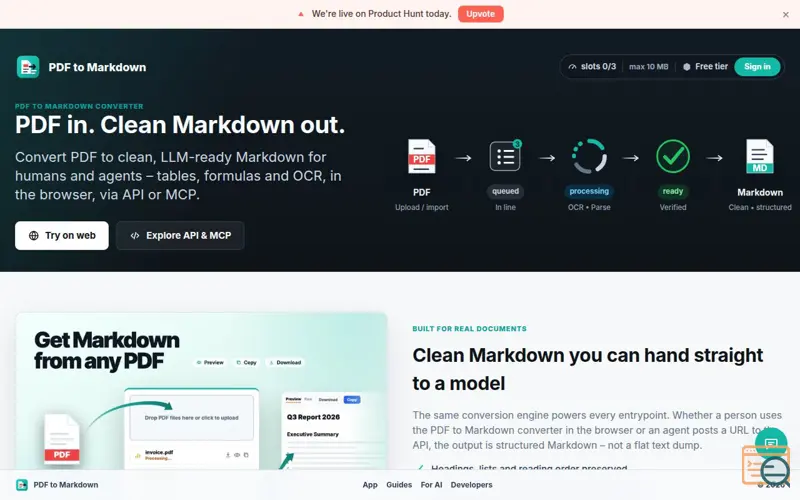 Screenshot of PDF to Markdown