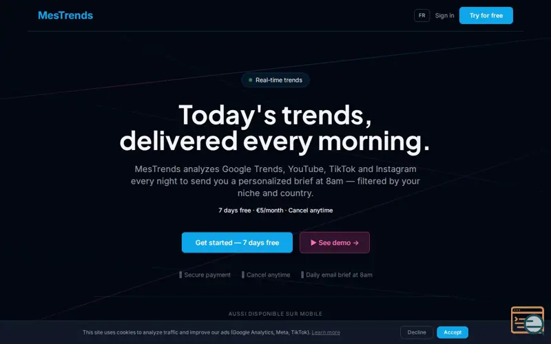 Screenshot of MesTrends —Tendances