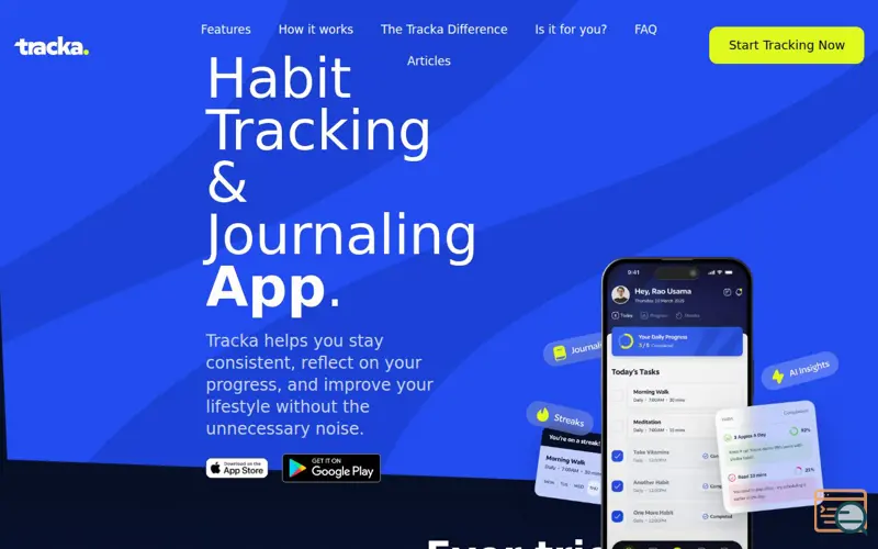Screenshot of Tracka | Habit Tracker & Journalling App