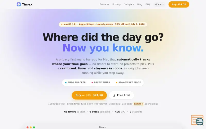 Screenshot of Timex