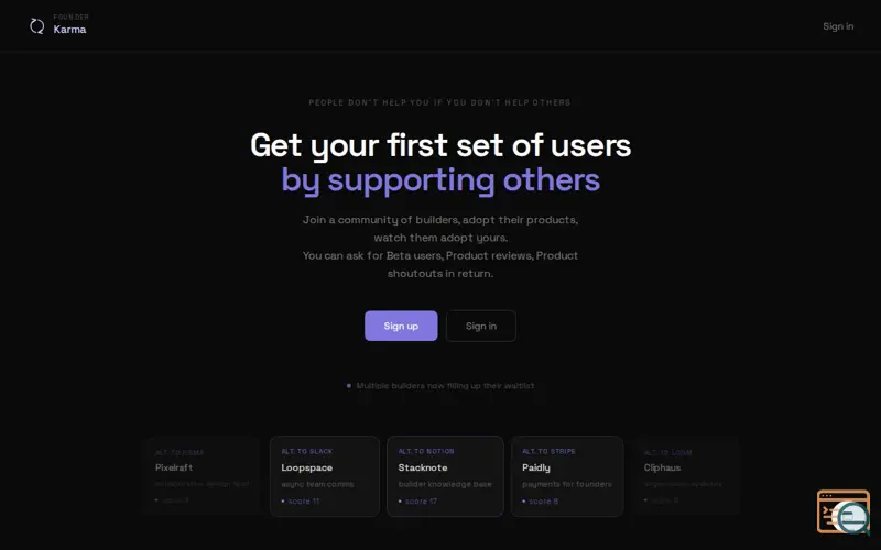 Screenshot of Founderkarma