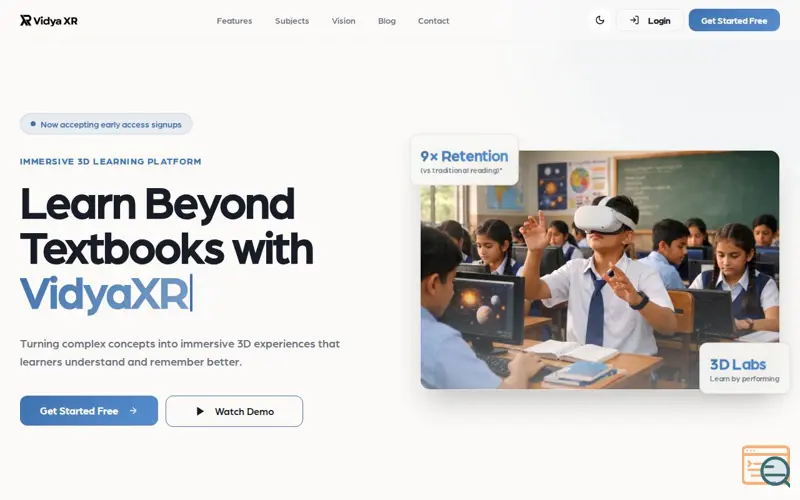 Screenshot of VidyaXR