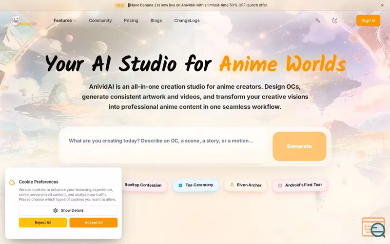 Screenshot of AnividAI