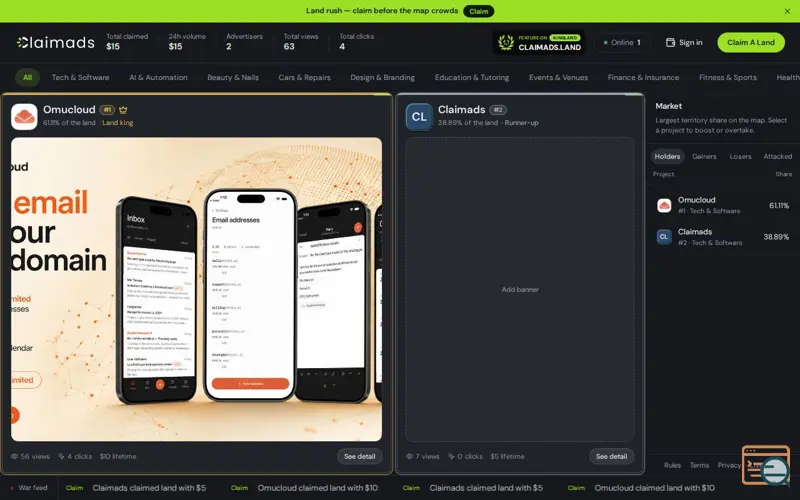 Screenshot of claimads.land