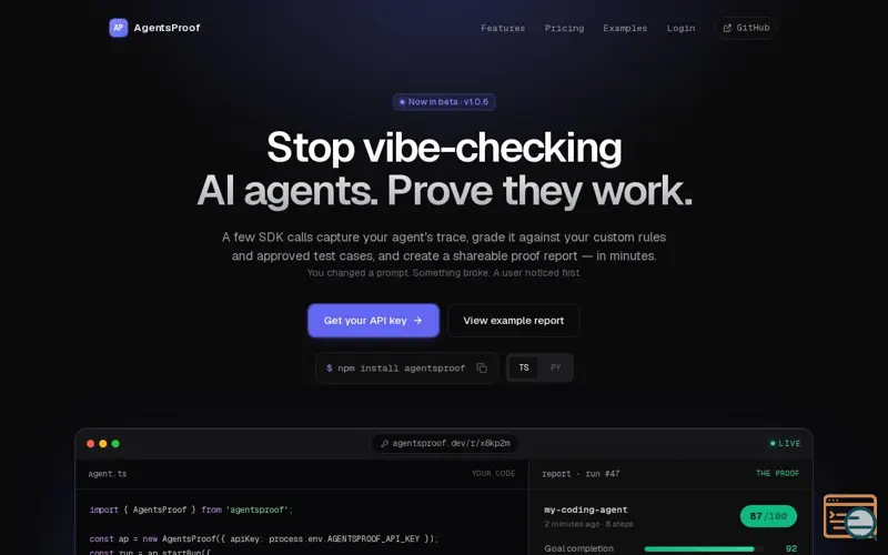 Screenshot of AgentsProof