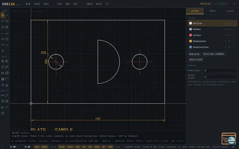 Screenshot of SVGcad