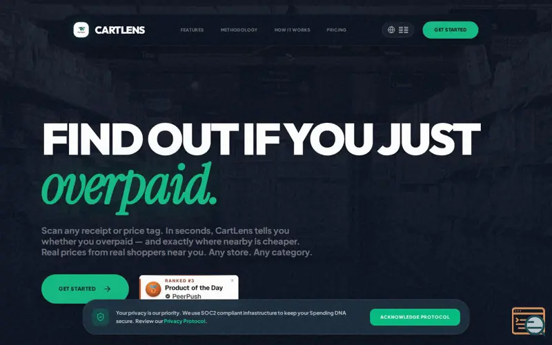 Screenshot of Cartlens, a launch using FreeCurrencyAPI