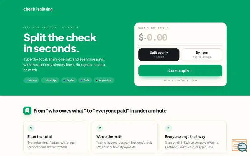 Screenshot of CheckSplitting