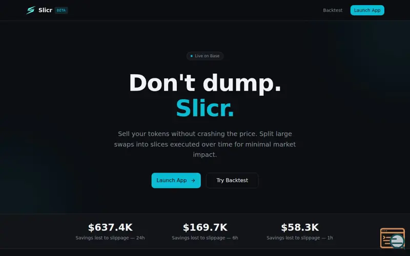 Screenshot of Slicr, a launch using Alchemy