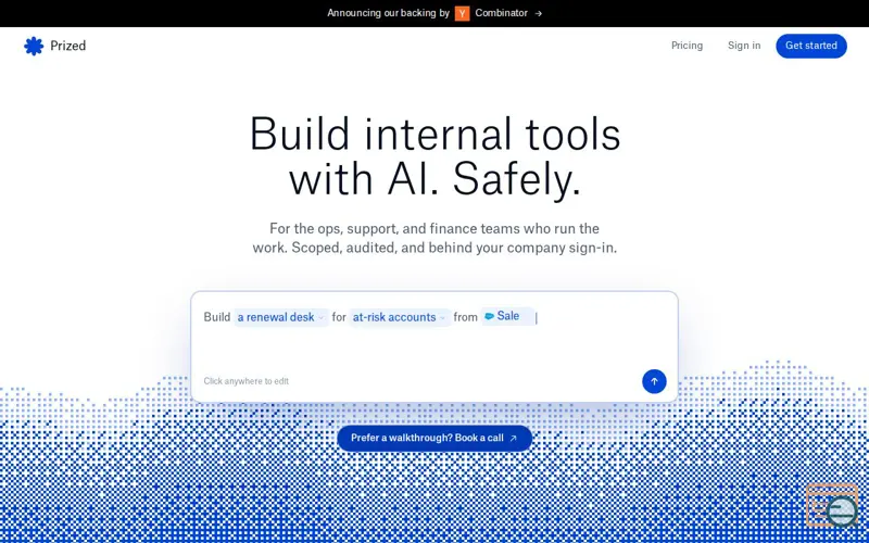 Screenshot of Prized - Internal tools, built by the people who use them