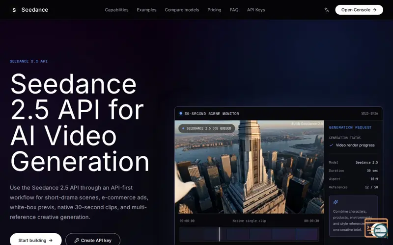 Screenshot of Seedance 2.5 API | AI Video Generation API