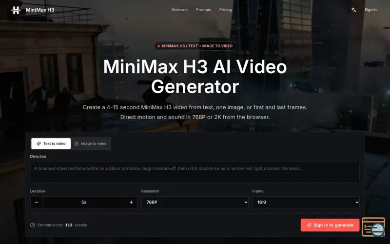 Screenshot of MiniMax H3