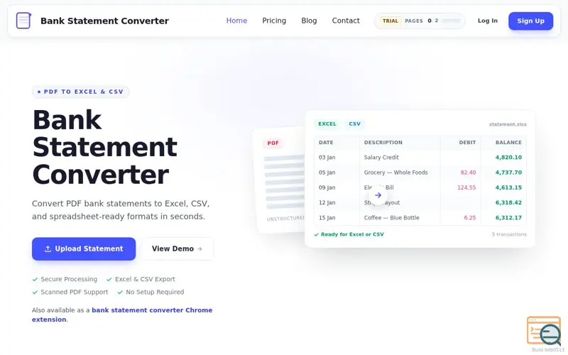Screenshot of Bank Statement Converter