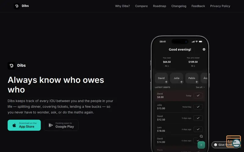 Screenshot of Dibs