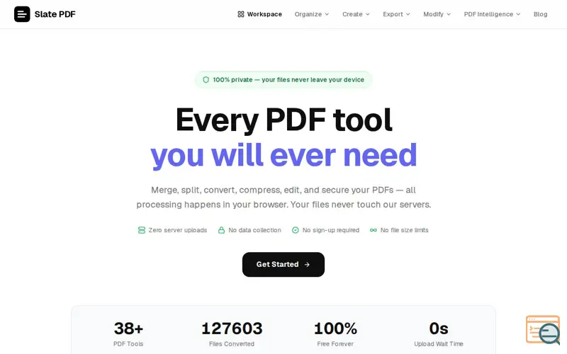 Screenshot of Slate PDF — The PDF toolkit that runs in your browser