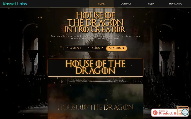 Screenshot of House of the Dragon Intro Creator (S03)