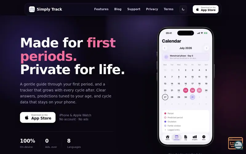 Screenshot of Simply Track: Period & Cycle Tracker