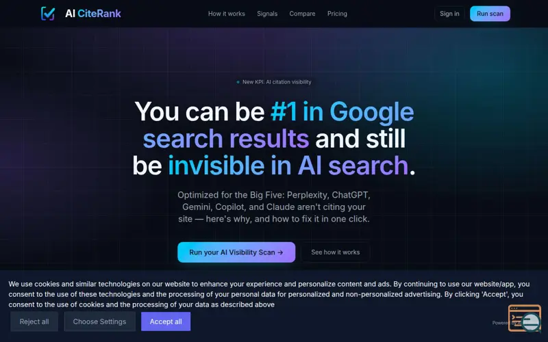 Screenshot of AI CiteRank, a launch using Acceptrics
