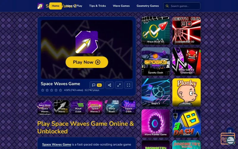 Screenshot of Space Waves Game