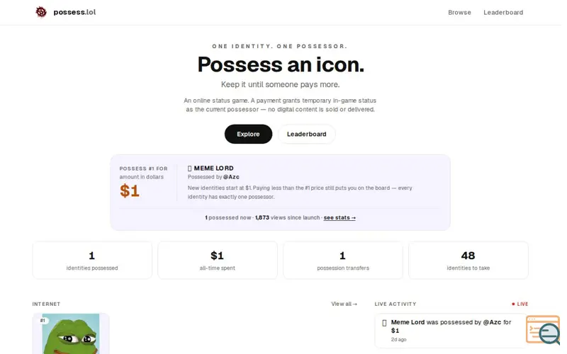 Screenshot of possess.lol