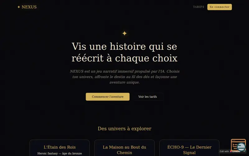 Screenshot of ✦ NEXUS , a launch using shadcn/ui