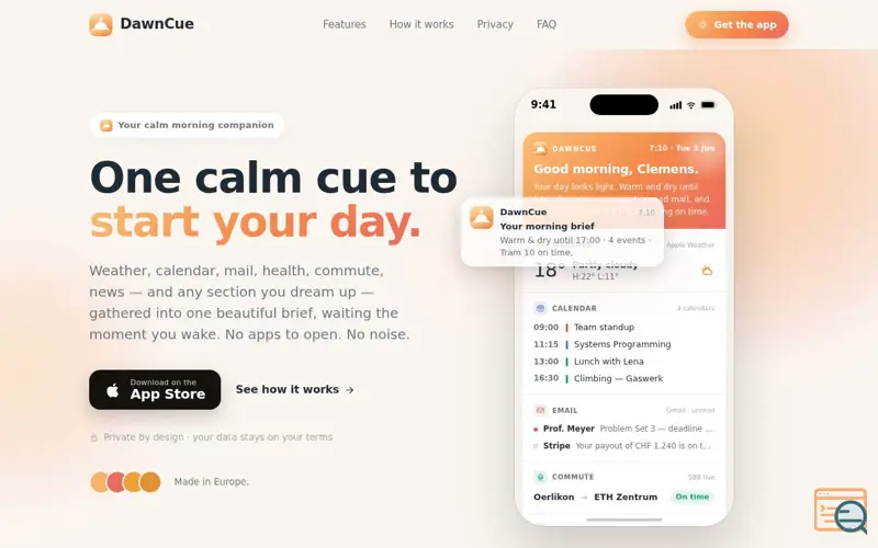 Screenshot of DawnCue
