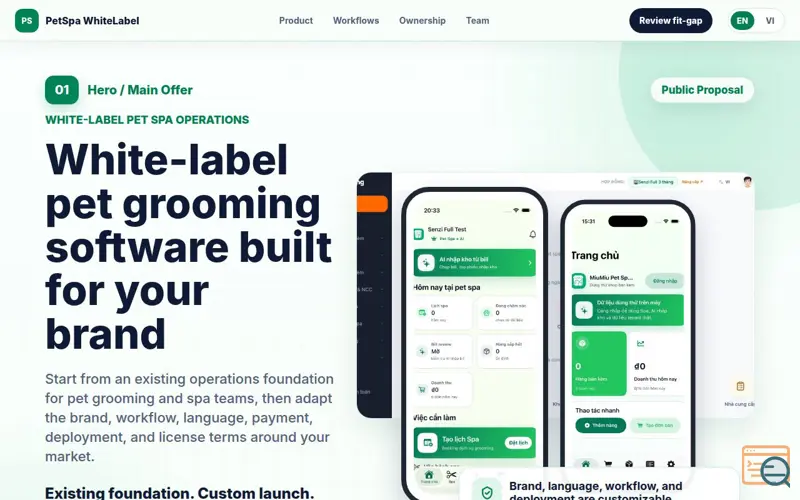 Screenshot of PetSpa WhiteLabel