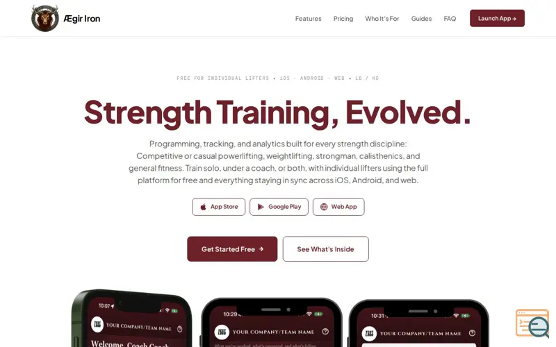 Screenshot of Ægir Iron · Strength Training App