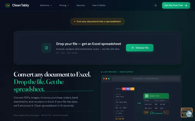 Screenshot of CleanTably