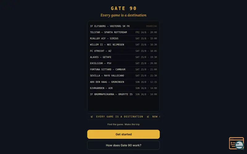 Screenshot of Gate 90 – Fotbollsresor