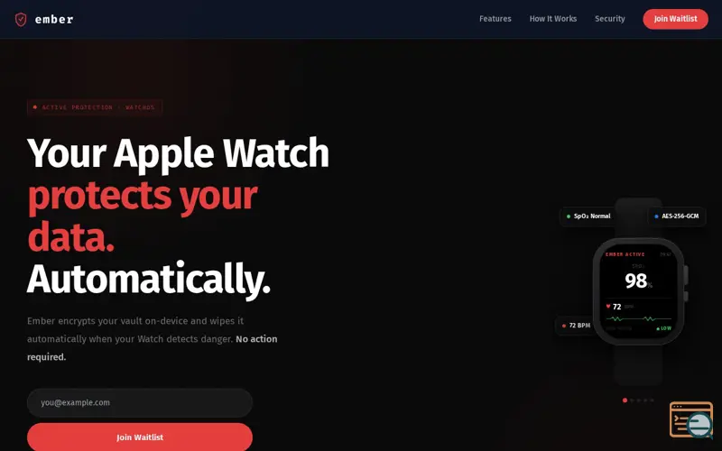 Screenshot of Ember — Emergency Privacy Protection, a launch using NatroHost DNS
