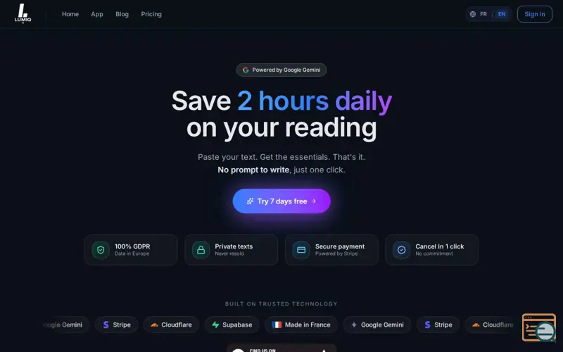 Screenshot of Lumiq AI