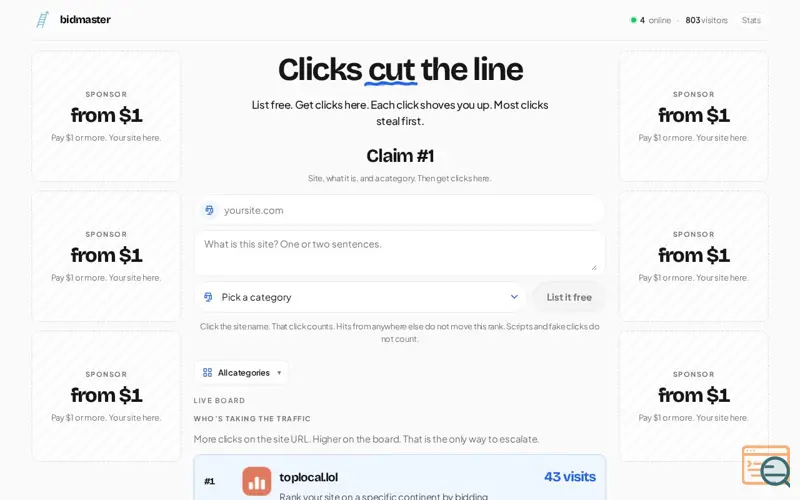 Screenshot of bidmaster
