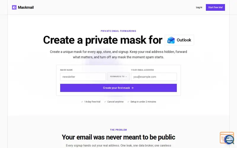 Screenshot of Maskmail