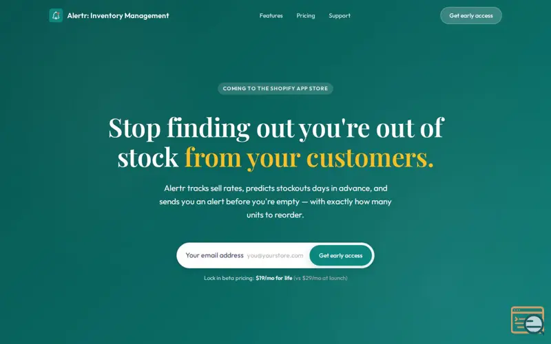 Screenshot of Alertr: Inventory Management