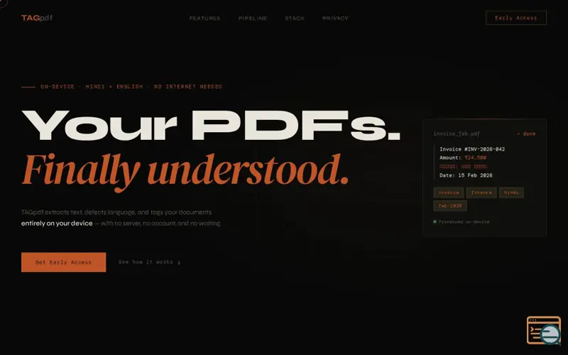 Screenshot of TAGpdf — Your Documents, Indexed.