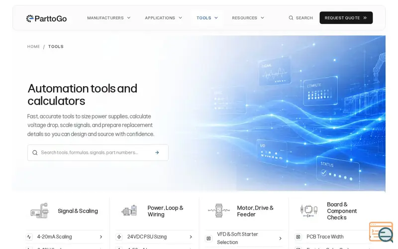 Screenshot of ParttoGo | Industrial Tool