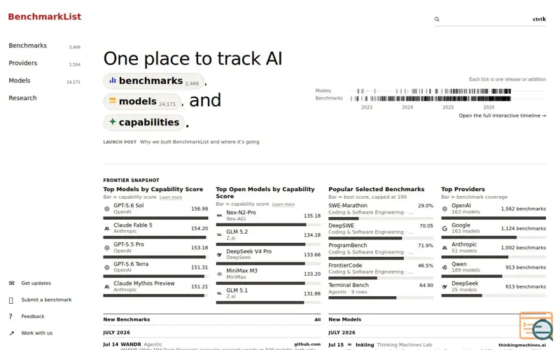 Screenshot of Benchmarklist