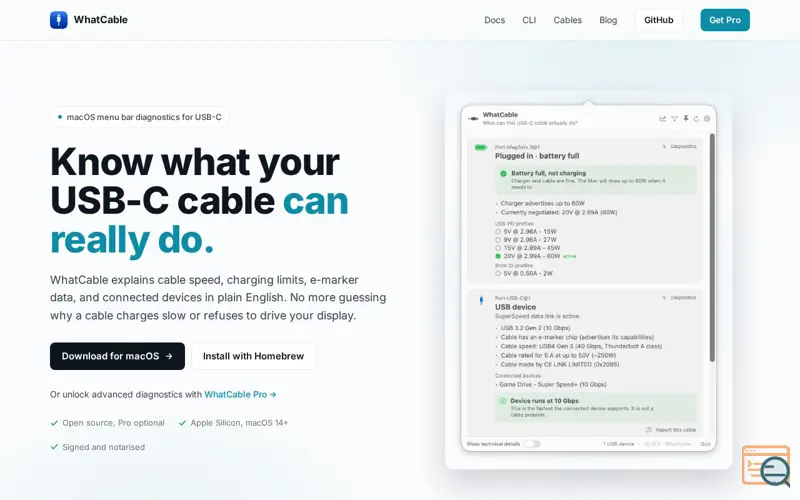 Screenshot of WhatCable