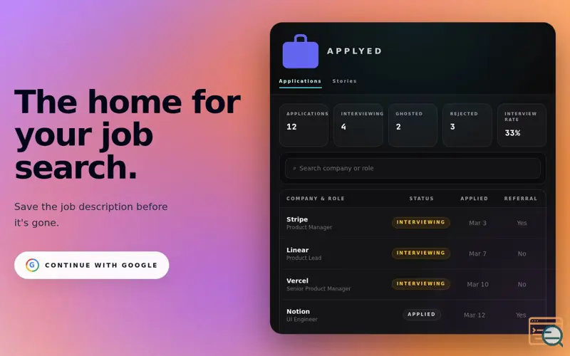 Screenshot of Applyed