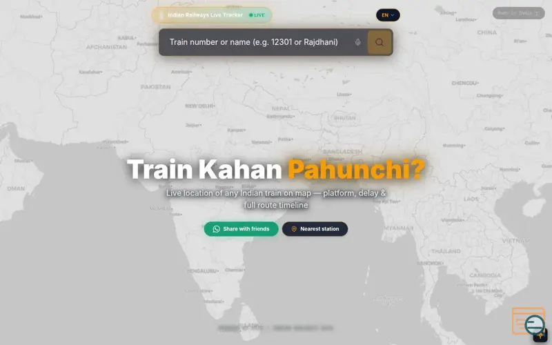 Screenshot of TrainKahanPahunchi.in