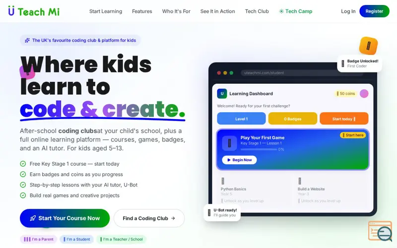 Screenshot of U Teach Mi, a launch using Wix Email Marketing