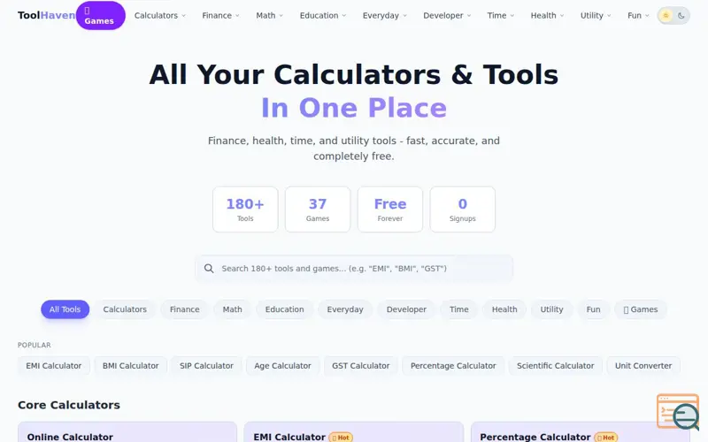 Screenshot of ToolHaven