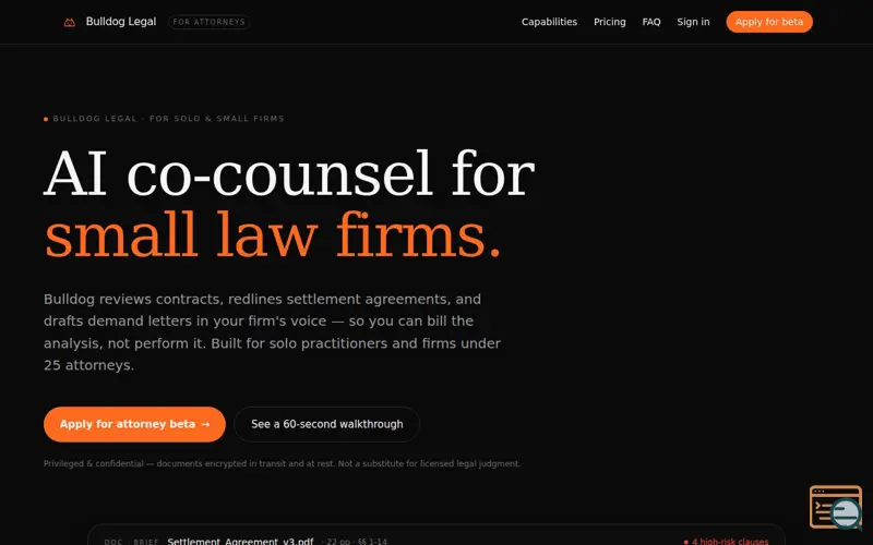 Screenshot of Bulldog Legal