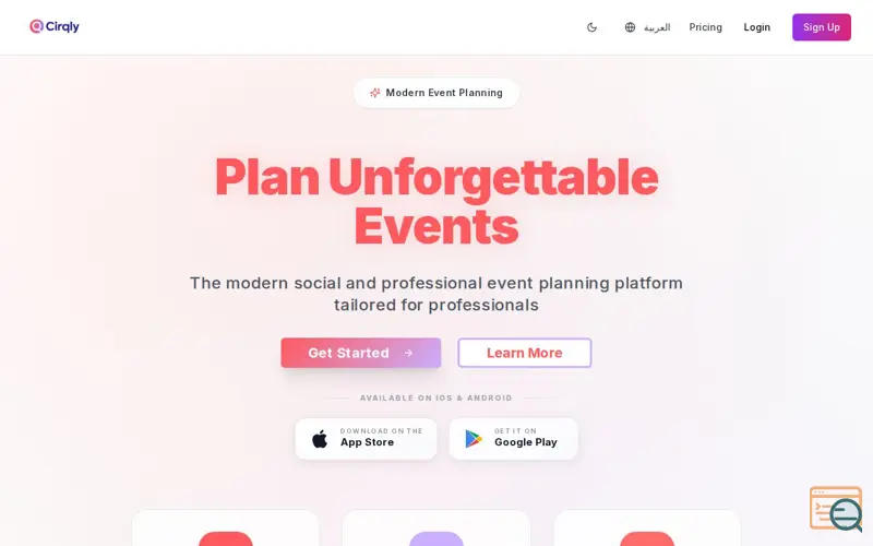 Screenshot of Cirqly Event Planner