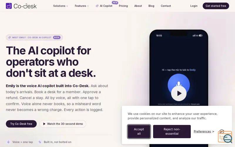 Screenshot of Emily by Co-Desk