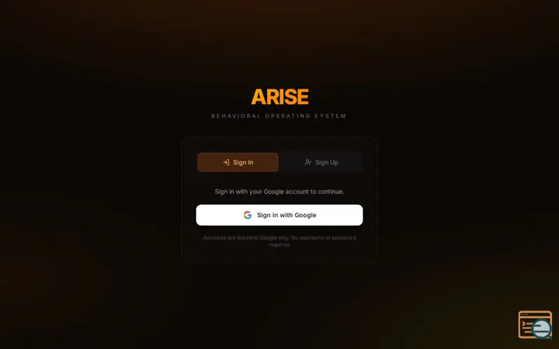 Screenshot of ARISE — Behavioral Operating System