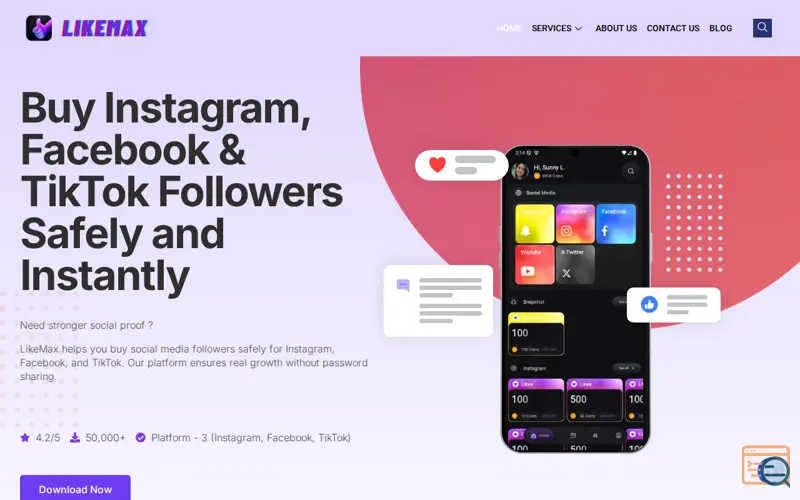 Screenshot of LikeMax