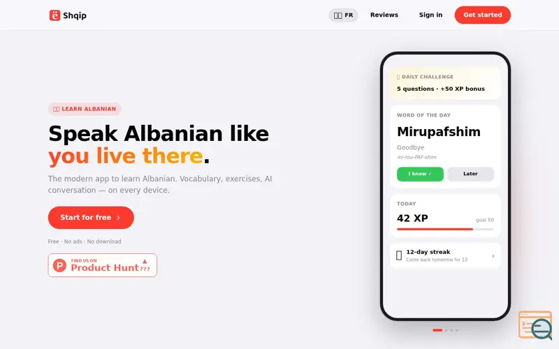 Screenshot of Shqip